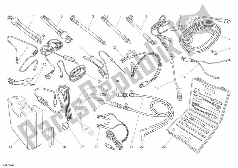 All parts for the Pressure Check Intrument of the Ducati Superbike 1098 USA 2007